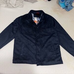Robert Graham Blue Suede Jacket with Patterned Lining